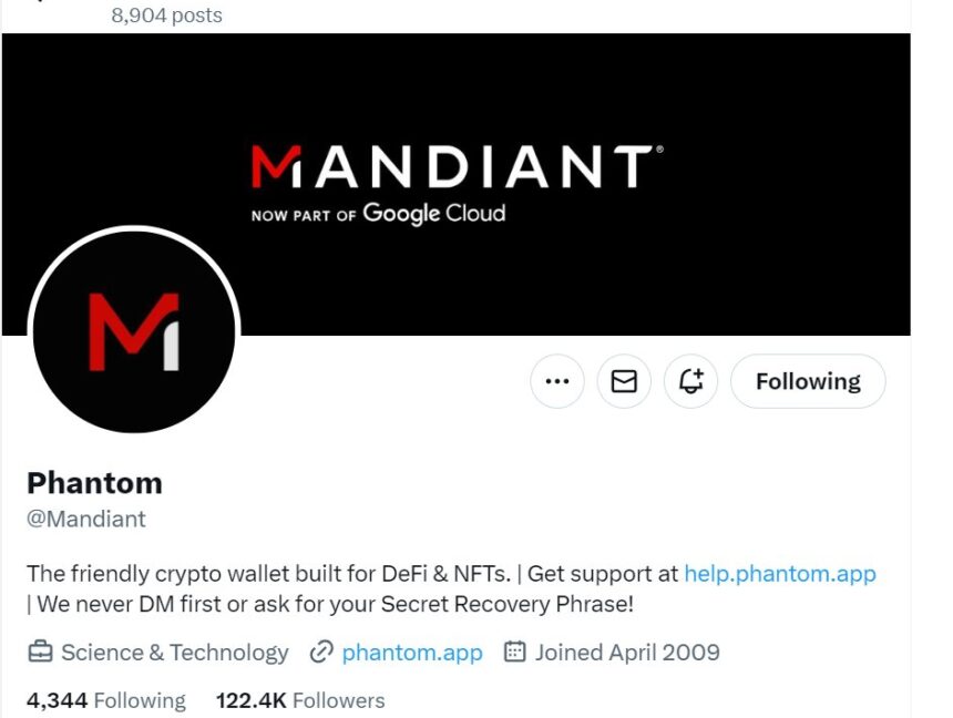 Mandiant’s Twitter Account Restored After Six-Hour Crypto Scam Hack – 05.01.2024